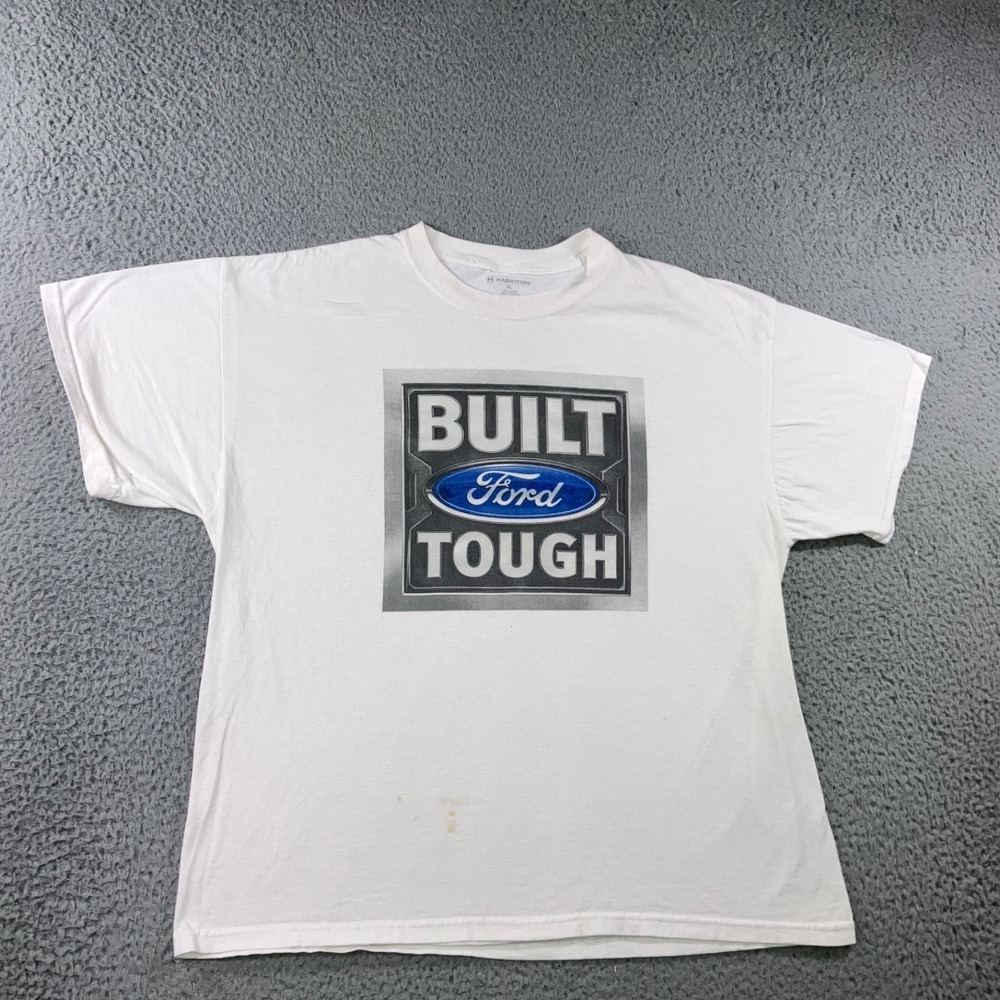 Built Ford Tough T Shirt Mens XL White Workwear Grunge Thrashed Dad Graphic Tee